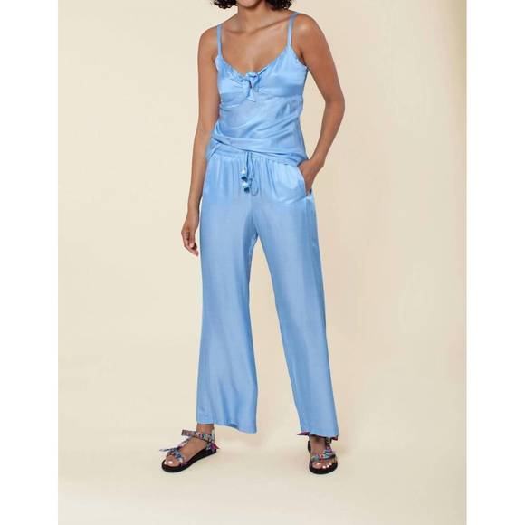 Tanea Solid Silk Pants Beige - Hale Bob